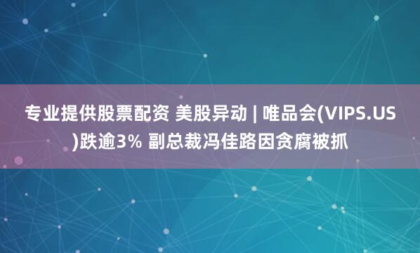 专业提供股票配资 美股异动 | 唯品会(VIPS.US)跌逾3% 副总裁冯佳路因贪腐被抓
